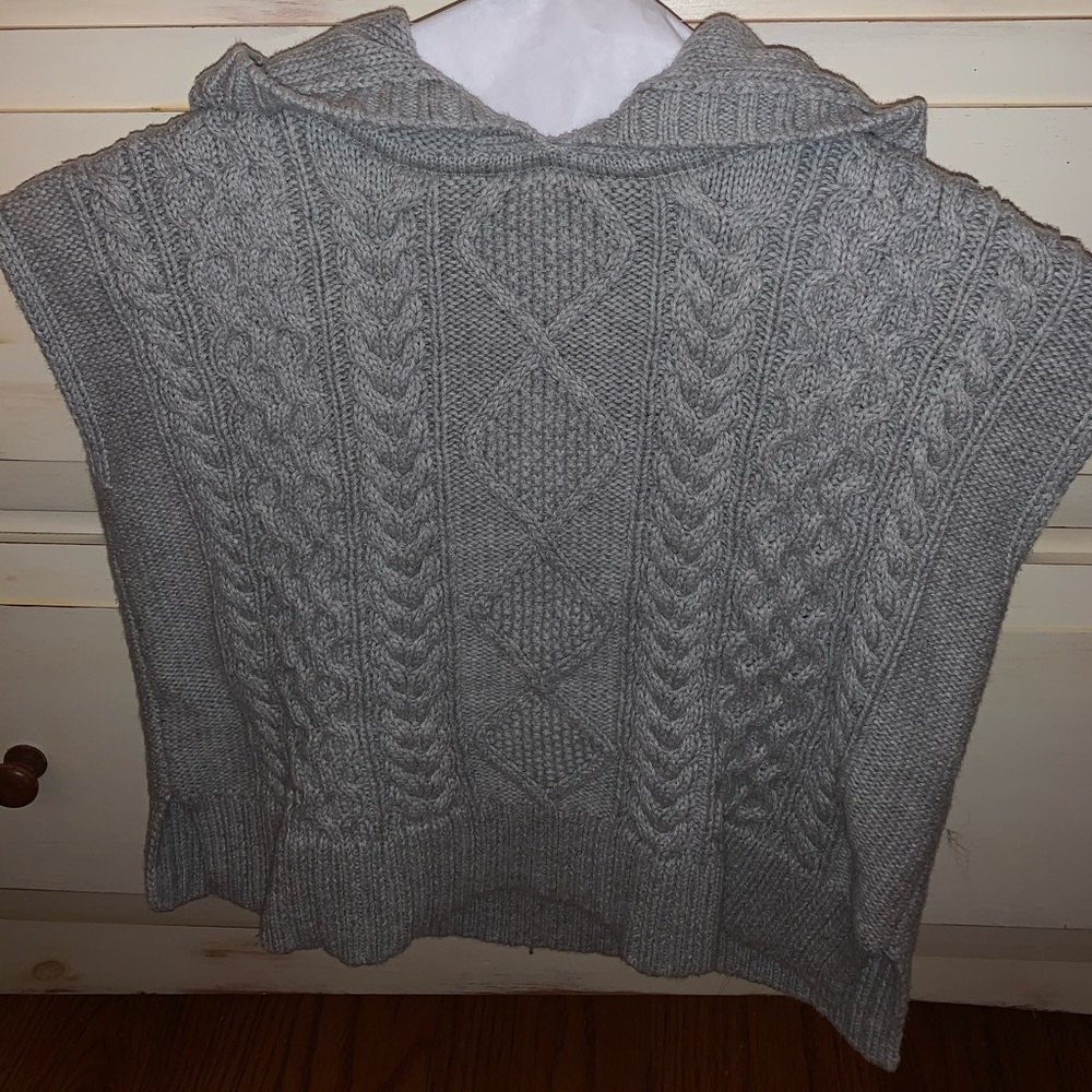 Little girls grey sweater poncho with bear ears!